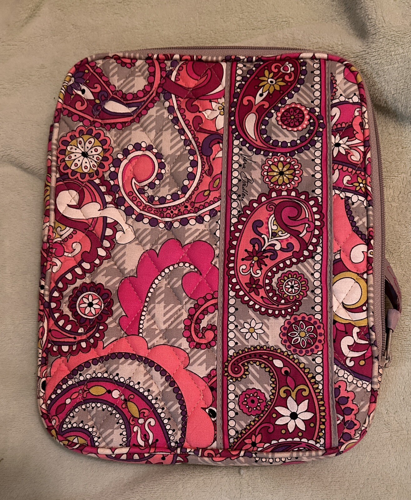 Vera Bradley 10.5x8 Inch Tablet eReader Soft Case Pink Paisley Meets Plaid Pattern-image