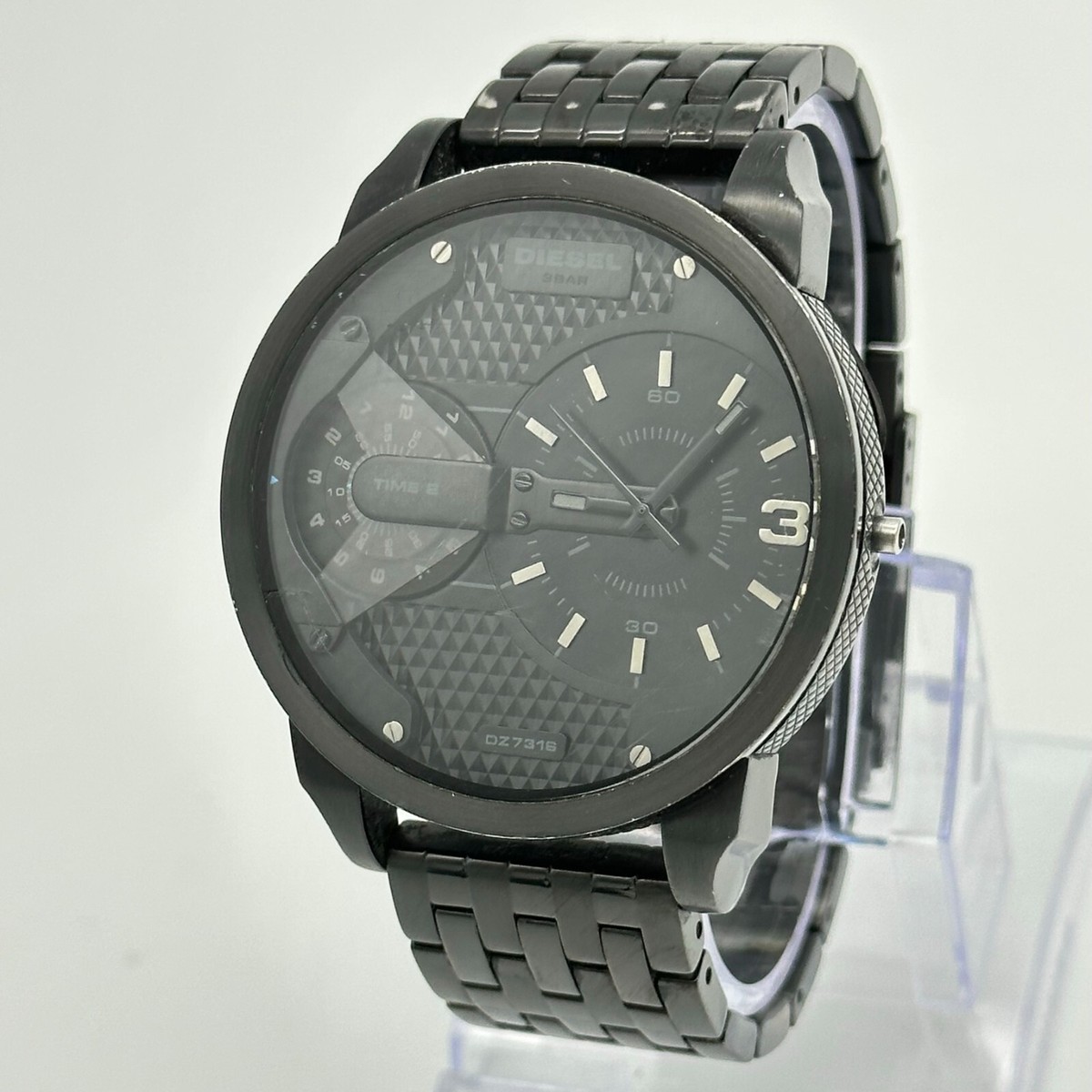 FOR PARTS) Men's DIESEL Mini Daddy Black Steel Watch, Missing - Main Image