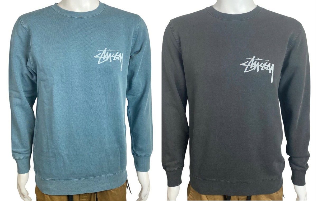 Stussy Mens Stock Pigment Dyed Crew Neck - Black / Slate