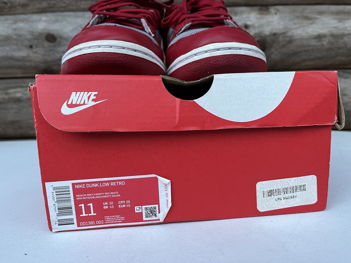 専用　11箱 Nike Dunk Low SP UNLV 2021 Men's Size 11 US Retro Shoe Medium Grey