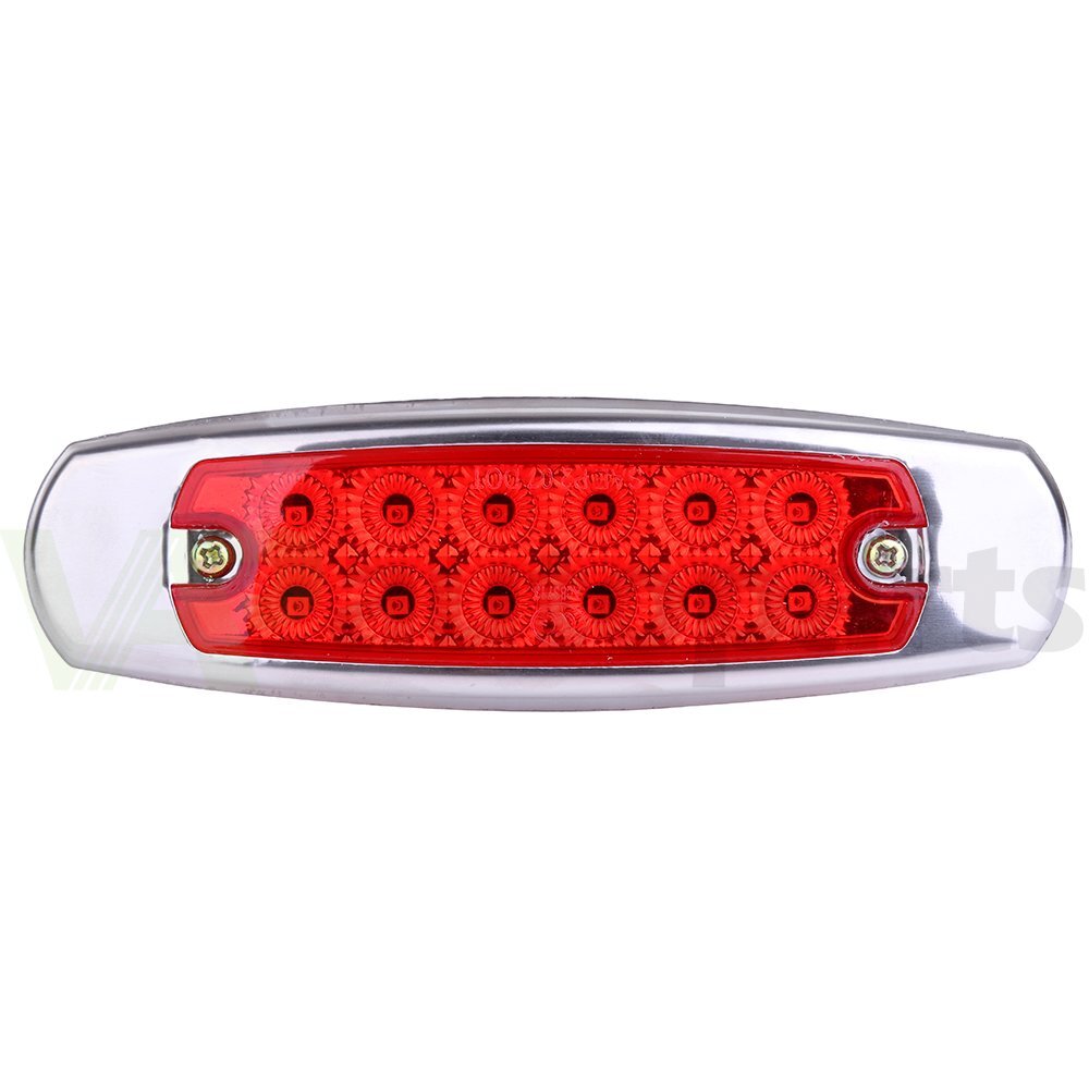 12pcs Red Sealed Side Marker Clearance Light Fish Shape 12 LED For Truck Trailer