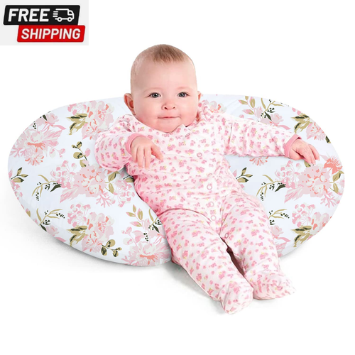 Nursing Pillow, Breast Feeding Pillows for Mom, Rose Floral Print Soft Cover wit