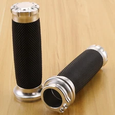 1" Handlebar Hand Grips Motorcycle Chrome for Harley Dyna Sportster XL 1200 883