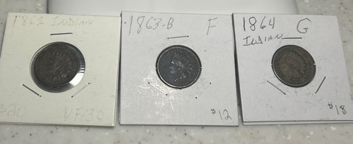 1862 1863 1864 Indian Head Cent Penny Lot - Picture 2 of 8