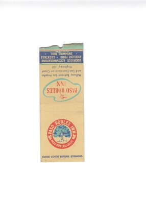 Paso Robles Inn Highway 101 Los Angeles California Vintage Matchbook Cover LS8