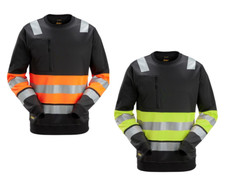 SNICKERS 8031 HIGH-VIS CLASS 1 CREW NECK WORK SWEATSHIRT JUMPER HI VIS