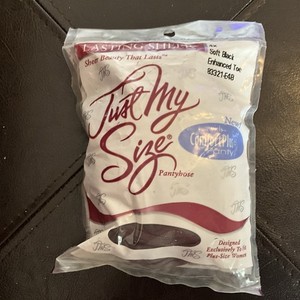 Vintage JUST MY SIZE PANTYHOSE - Size 4X - Soft Black Enhanced Toe - NEW