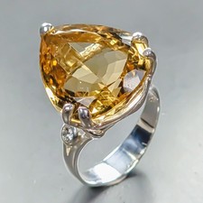Unique ring 20ct Natural Citrine Quartz Ring 925 Sterling Silver Size 7 /R458085