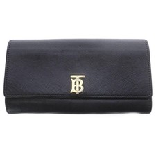 Burberry Halton Leather Long Wallet TB Logo 8018938 Women's Black