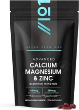 ALPHA01 Calcium Magnesium Zinc Vitamin D3 Tablets 90 Vegetarian Capsules 3 Month