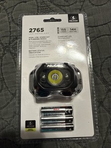 Pelican 2765 LED Headlamp 155 Lumens IP54 3 AAA Batteries Waterproof Black