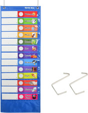 Daily Schedule Pocket Chart  Class Schedule with 26 Cards, 13 1 Pockets. 13 Colo