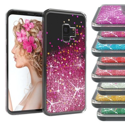EAZY CASE für Samsung Galaxy S9 Glitzer Hülle Flüssig Silikon Handyhülle Tasche