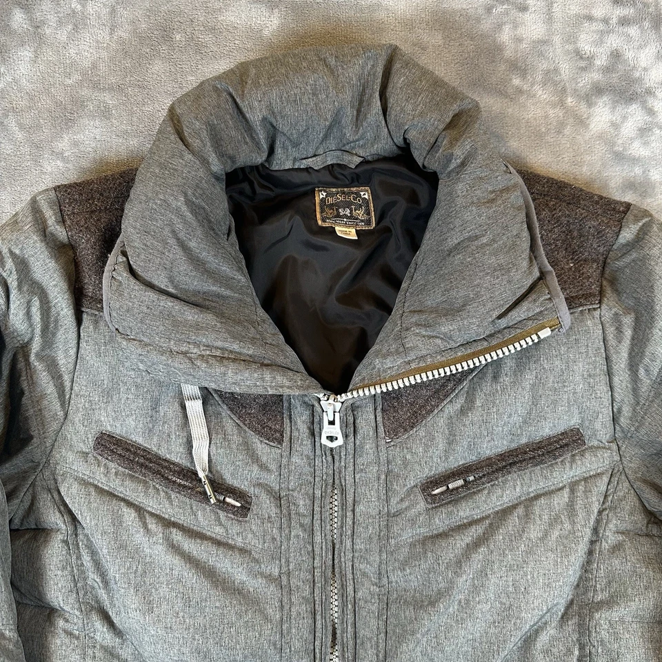 Diesel Welger Jacket Mens L Gray Techno Puffer Winter Warm Outdoor - Image 2 of 4
