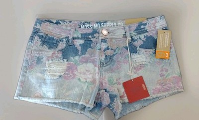 VTG Y2K Mossimo Supply Co. floral distress Shorts Mini Micro Low Hips Sz 5 New