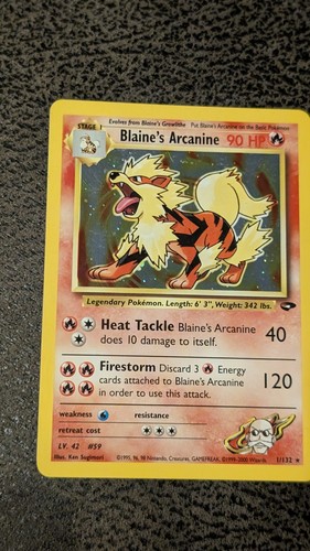 Very Good Pokémon Blaine's Arcanine Holo Rare Card Gym Challenge 1/132