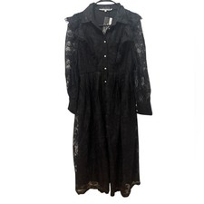 Dalia Macphee Long Sleeve Lace Maxi Dress in black Size Medium