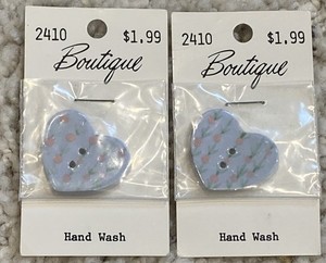Boutique 2410 Ceramic Blue Heart Buttons, 2