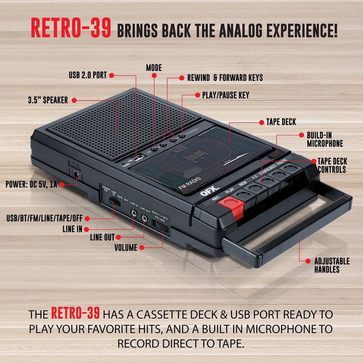 ミュージック R Amazon.com: QFX RETRO-39 Portable Shoebox Cassette Tape