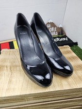 stuart weitzman leather platform stiletto pumps heels size 10 M black patent
