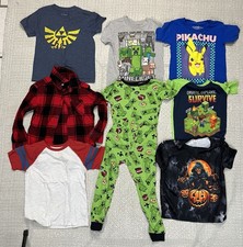 Boys Clothes Size 6-7 Lot Of 9 Zelda Pikachu Minecraft