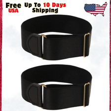 Elastic Black Arm Band Sleeve Garters Stretchy Adjustable Anti-Slip 1 Pair