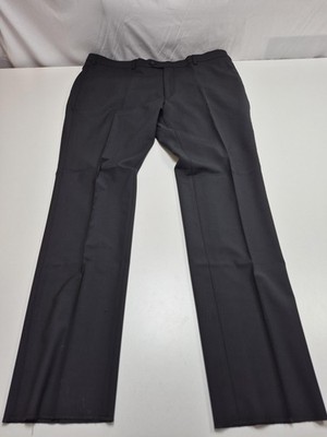 Giles & Jasper Dress Pants Mens 44x36 Black Wool Stretch Flat Front NWT Unhemmed