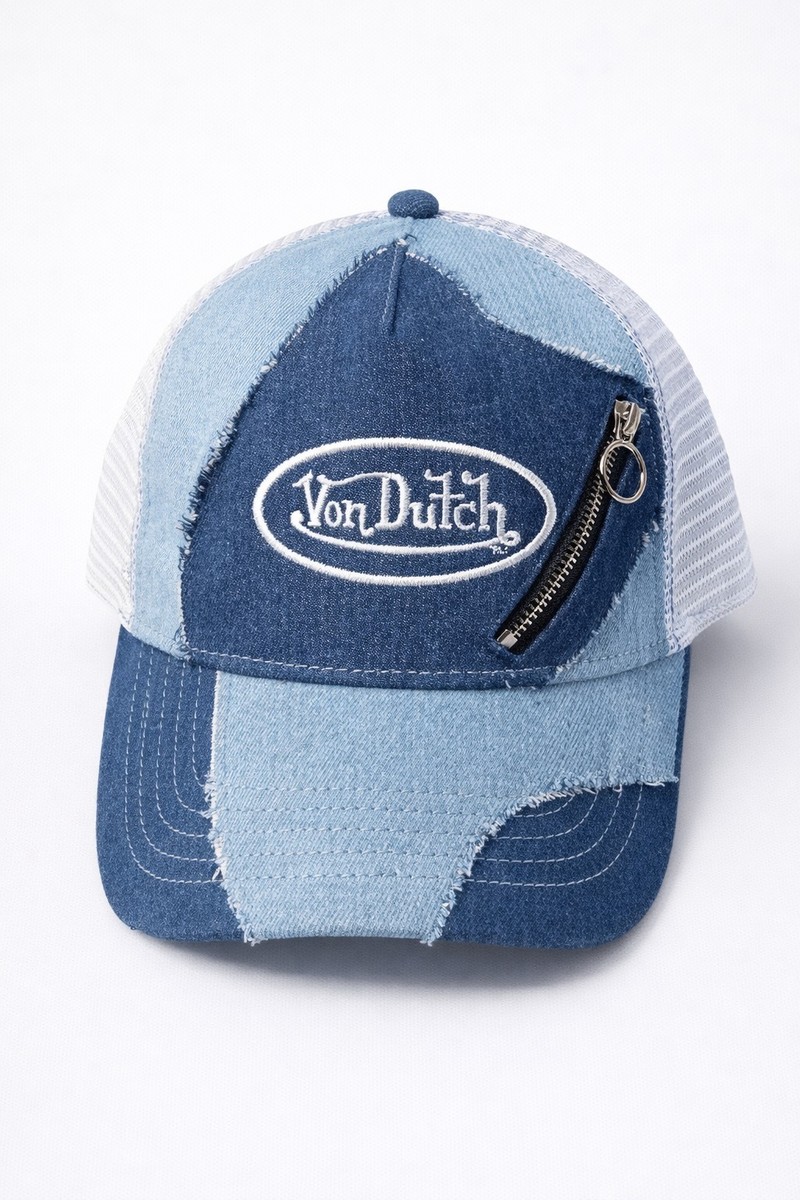 Von Dutch Denim Patchwork Trucker Hat – Y2K Streetwear Essential