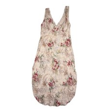 VTG California Dynasty Satin Pink Floral Nightgown M Lace With Tie Low Back