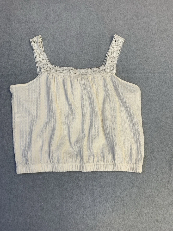 Derek Heart Sleeveless Top Women's XL Ivory Lace Straps Milkmaid Cottage Boho - Image 2 of 4