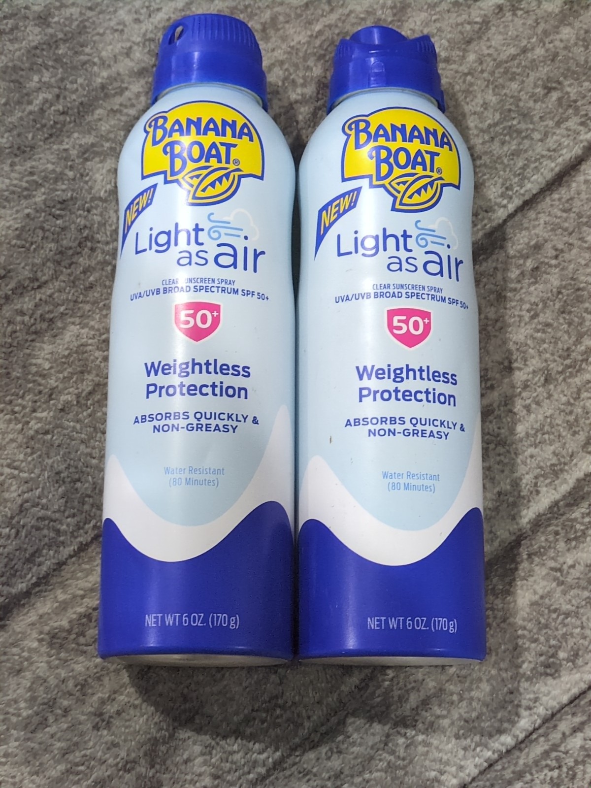 2 Pack Banana Boat Light As Air SPF 50 Sunscreen Spray