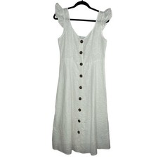 ASOS Design white eyelet seashells midi dress button down size 10