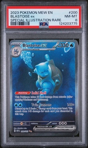 2023 POKEMON MEW EN-151 SPECIAL ILLUSTRATION RARE #200 BLASTOISE EX PSA 8