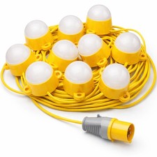 110V LED Festoon Light Kit 50W 10 Way 20m IP44 Site Lighting Daylight White