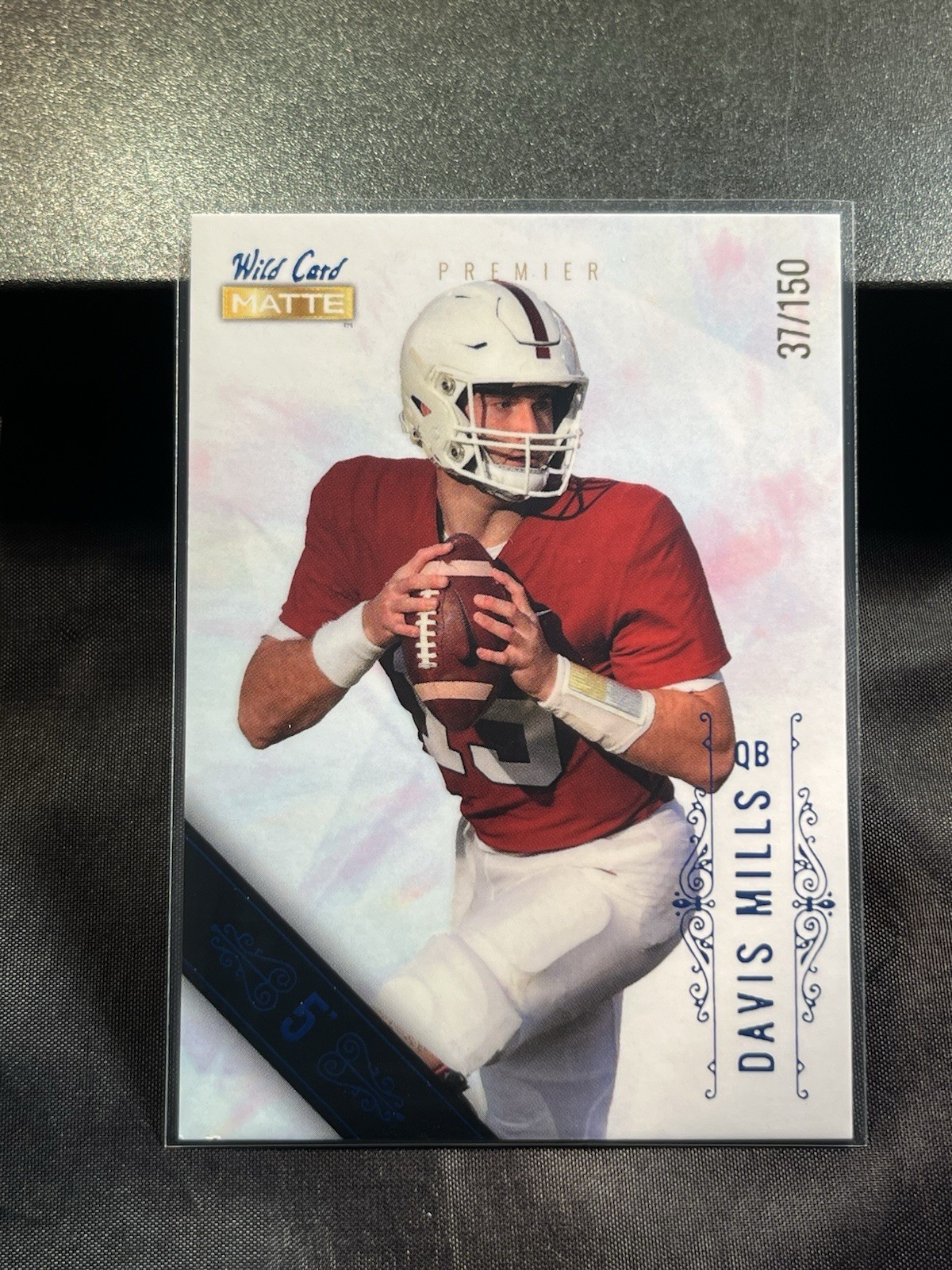 2021 Wild Card Matte Davis Mills Blue Foil 5 Stripe Premier 37/150 #MBC-25