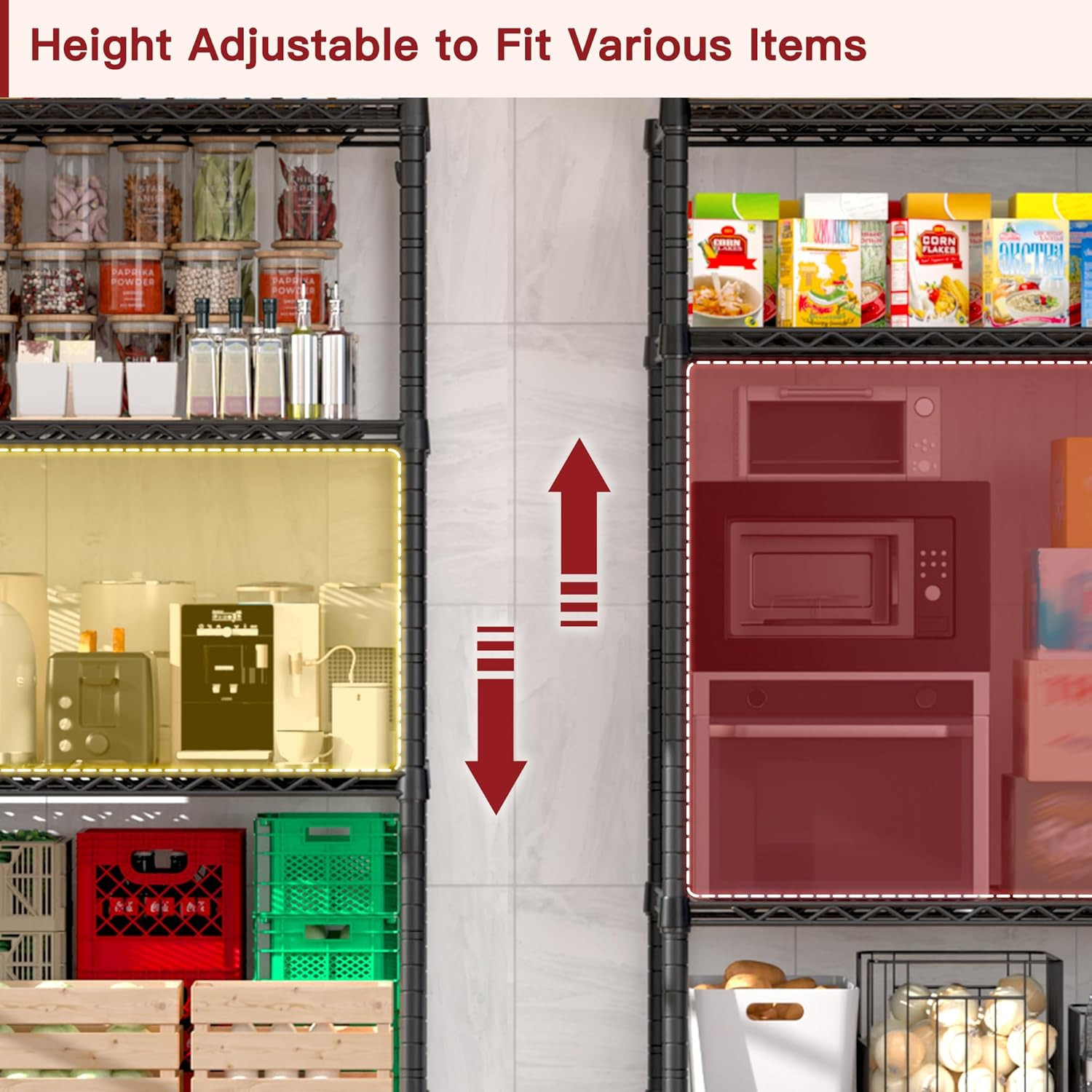 Wire Shelving Unit with Wheels, 5 Tier Adjustable NSF Certified Heavy Duty Metal