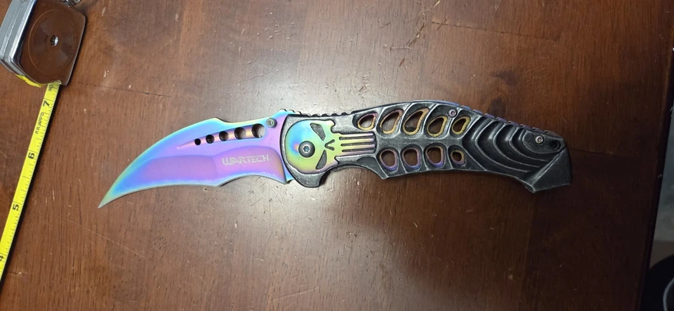 VINTAGE WARTECH PUNISHER TITANIUM ASSISTED  OPENING KNIFE NICE! RARE! - Image 3 of 4