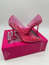 Barbie X Aldo Barbietessy Size 8 Pink PVC Crystal Logo Heels Pumps  US NIB