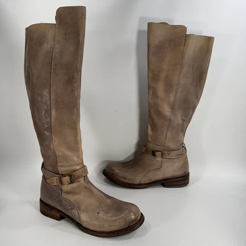 Bed Stu Bristol Knee High Riding Boots Tan Distressed Leather Women’s Size 7.5 - Picture 2 of 12