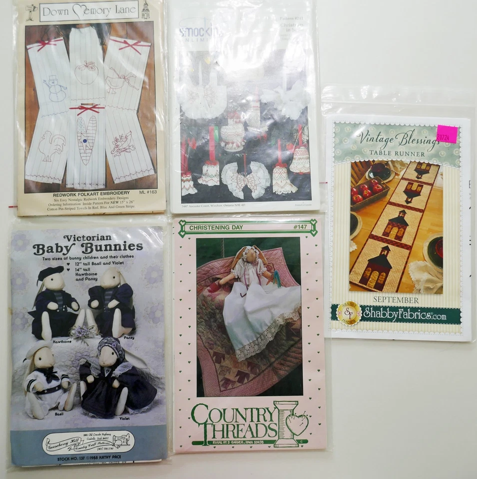 10 Embroidery & Sewing patterns - Angels, Rabbits, Samplers, Smocking - New/LN - Image 3 of 4