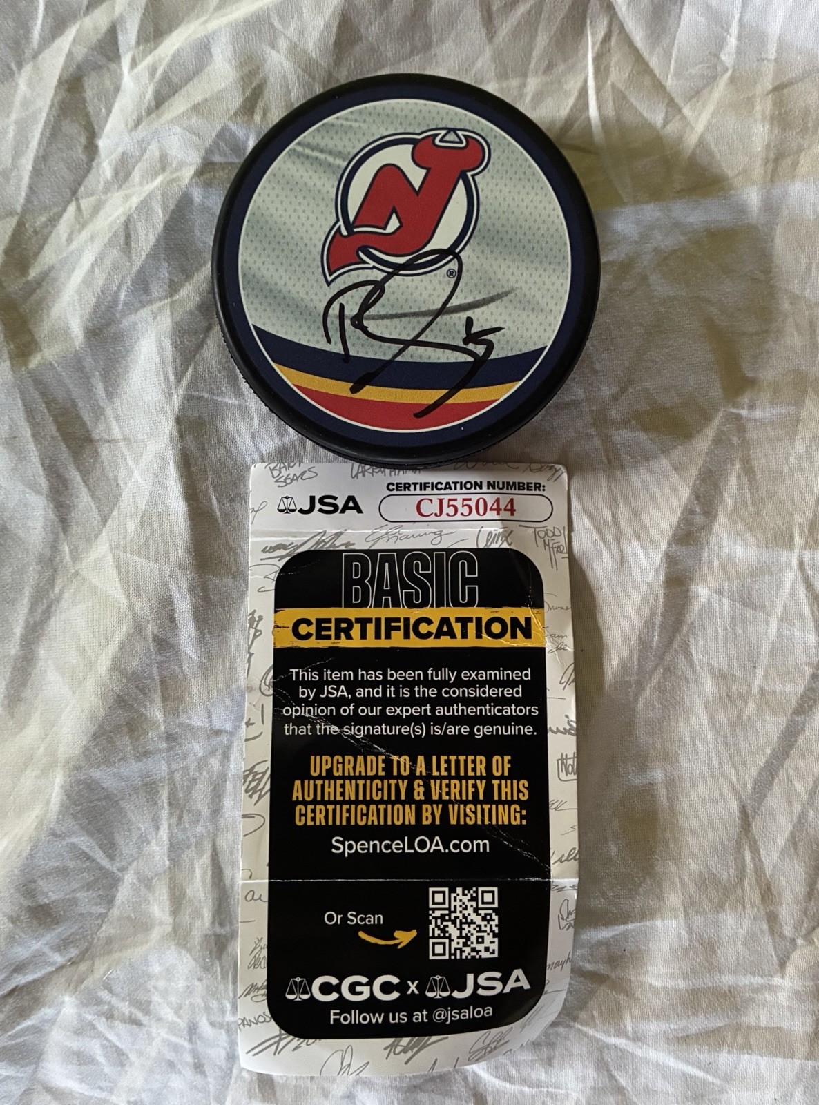 Brenden Dillon Signed Autographed Reverse Hockey Puck - New Jersey Devils - JSA