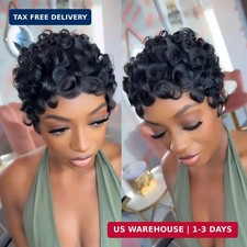 Pixie Cut Wigs for Black Women Brazilian Curly Pixie Cut Wig Human Hair Glueless