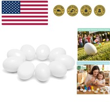 Wooden Fake Eggs for Nesting Boxes, 9 PCS White Easter Eggs for Craft Pretend...