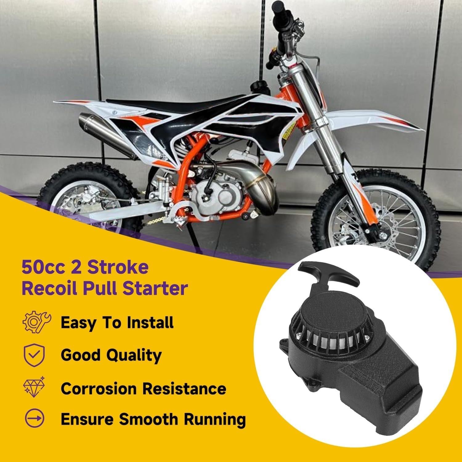 Lightweight Recoil Starter for 50cc 2-Stroke Dirt Bikes & ATVs &ndash; Easy Install