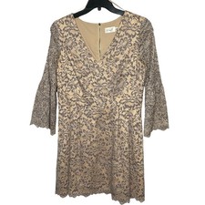 Eliza J Floral Lace Bell Sleeve Wedding Guest Party Fit & Flare Mini Dress 14 