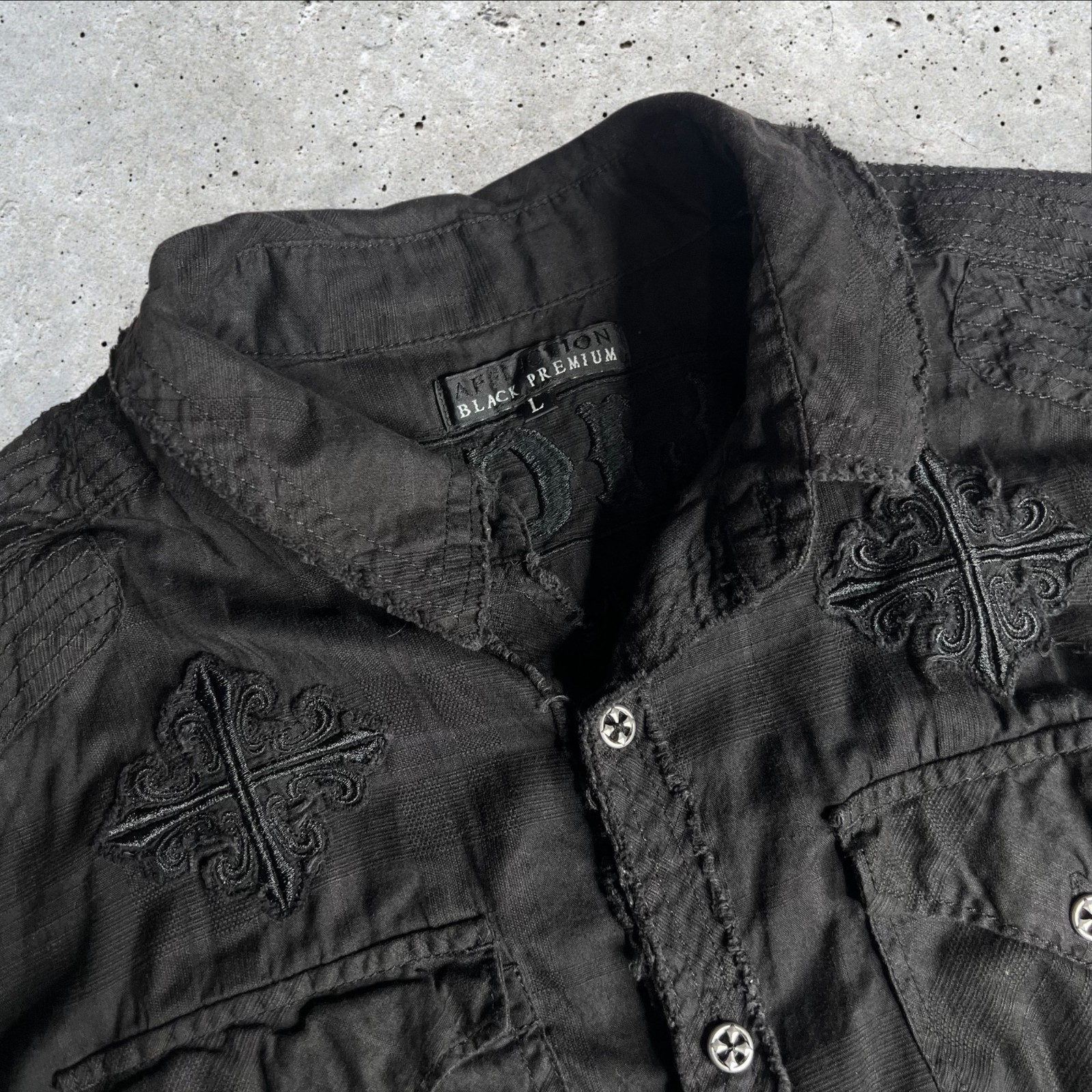 Affliction Black Premium Button Down Embroidered … - image 5