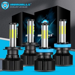 4/6/8-sides H11 H7 LED Kit d'ampoules de phares Haute Basse Beam Super Bright 6500K blanc