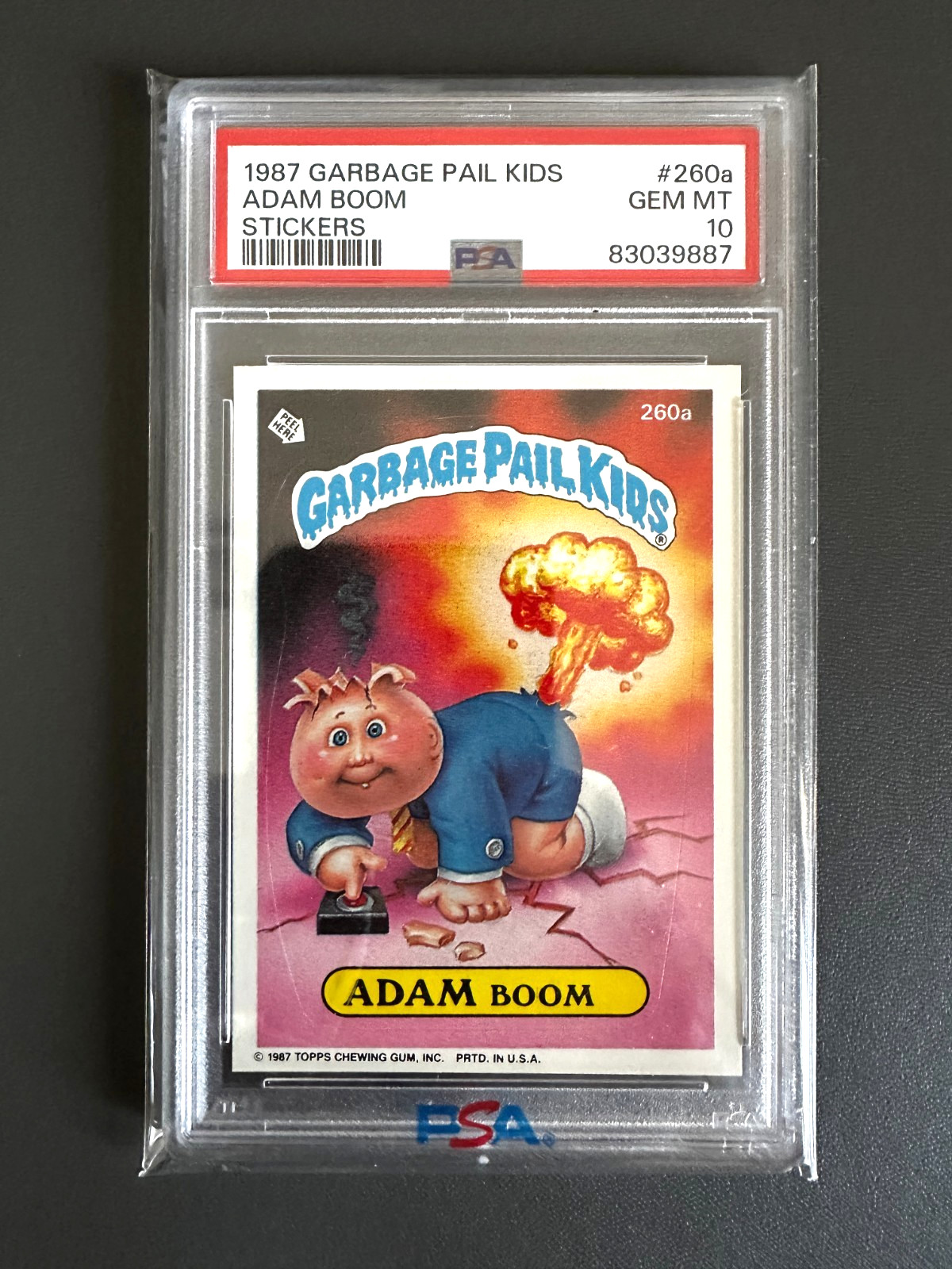 1987 Garbage Pail Kids OS7 #260a ADAM BOOM PSA 10 GEM MINT (LOW POP) view 1