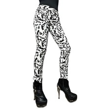 TRIPP EMO GOTH ROCK WHITE SKULL GUN JEAN PANTS SKINNY CYBER PUNK VAMPIRE IS6235P