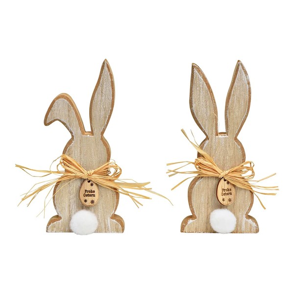 Hasenpaar Deko Ostern Natur 17Cm Osterdeko Tischdeko FrüHling Landhaus Stil-image